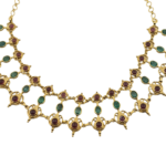 18K Yellow Gold Necklace (36.100 Grams) set with Emeralds & Garnets