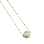 White Baroque Pearl Chain Necklace in 18K yellow Gold