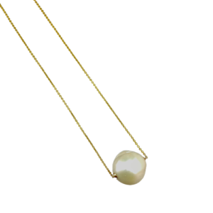 White Baroque Pearl Chain Necklace in 18K yellow Gold