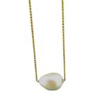 White Baroque Pearl Chain Necklace in 18K yellow Gold