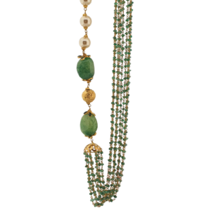 Emerald and Pearl Necklace 22K yellow Gold (12.050 grams)