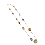 Gold Necklace With Multi Coloured Semi Precious Stones