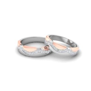 Platinum and  18K Gold Couple Rings with Diamonds (0.48 Ct)