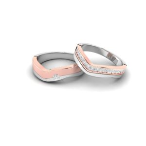 Diamond (0.25 cts) Wedding Bands in Classic Two Tone Platinum &18K Gold