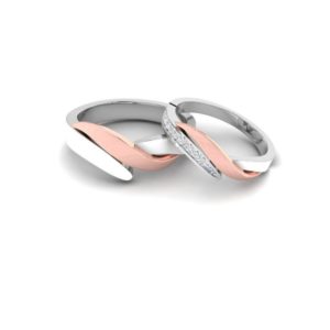 Platinum with 18K Gold Couple Rings with Diamonds (0.16 cts)
