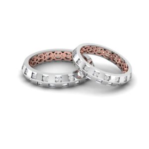 Platinum and 18K Gold Couple Rings with Diamonds (0.90 Ct)