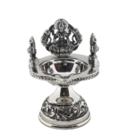 Silver Kamakshi Lamp (112.500 Gms) With Elephants In Antique Finish