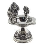 Silver Kamakshi Lamp (112.500 Gms) With Elephants In Antique Finish