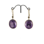 Amethyst And Diamond Gemstone Earrings | 18K Gold Hoops