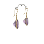 Amethyst And Diamond Gemstone Earrings | 18K Gold Hoops