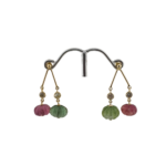 Pink & Green Tourmaline Gemstone Earring with Diamond in 18K Gold |Push Back Screw