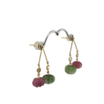 Pink & Green Tourmaline Gemstone Earring with Diamond in 18K Gold |Push Back Screw