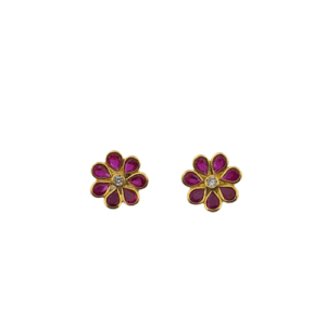 Synthetic Stone Ear Studs in 22K Gold with South Screw