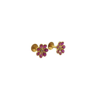Synthetic Stone Ear Studs in 22K Gold with South Screw