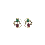 Emerald and Pink Tourmaline 18K Earring with Diamonds