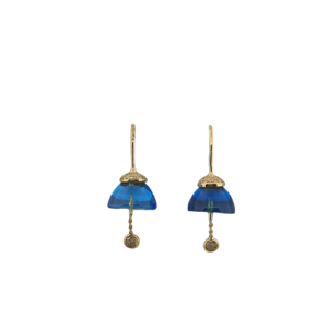 18K Gemstone Earrings with Blue Topaz & Diamonds | Hoops Style