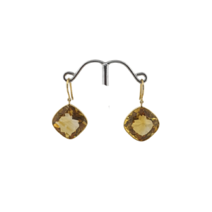 Green Tourmaline Hoops With Diamond |18K Gold Gemstone Earrings