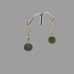 Green Tourmaline Hoops With Diamond |18K Gold Gemstone Earrings