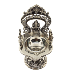 Antique Finish Handcrafted Silver Lakshmi Lamp (126.500 Gms)