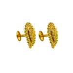 22K Plain Yellow Luxury Gold Stud Earrings (4.840 Grams)