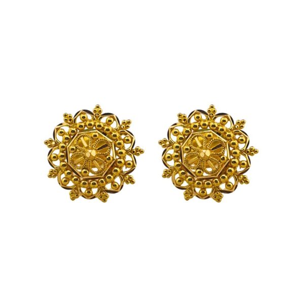 22K Plain Yellow Gold Stud Earrings (4.840 Grams)