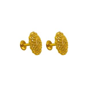 22K Plain Yellow Gold Stud Earrings (4.570 Grams)